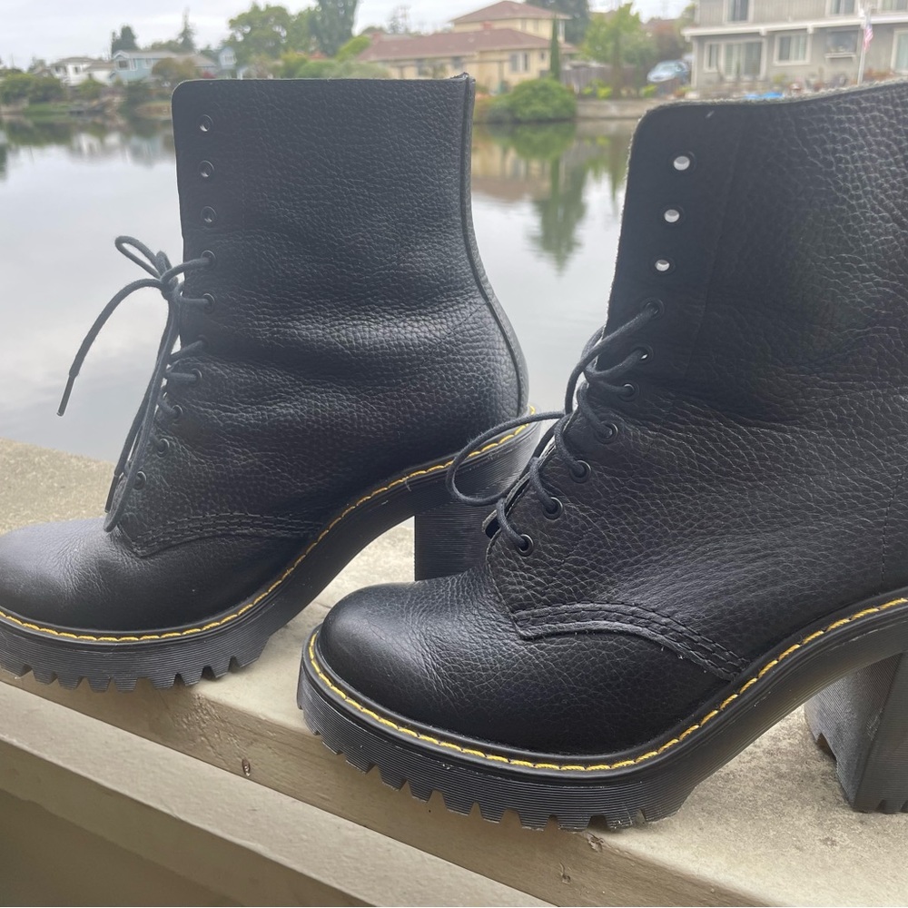 Doc Martens Black Leather Heeled Boots